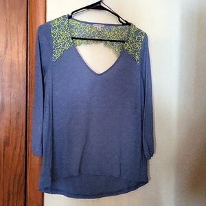 Blue American eagle cutout 3/4 sleeve
